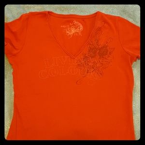 ⚡👕⚡esprit "Living Colour" Embroidered Red Tee